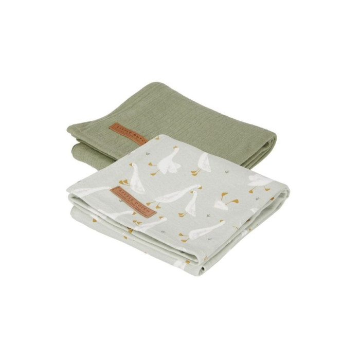 LANGES SWADDLES 70 X 70 LITTLE GOOSE / PURE OLIVE