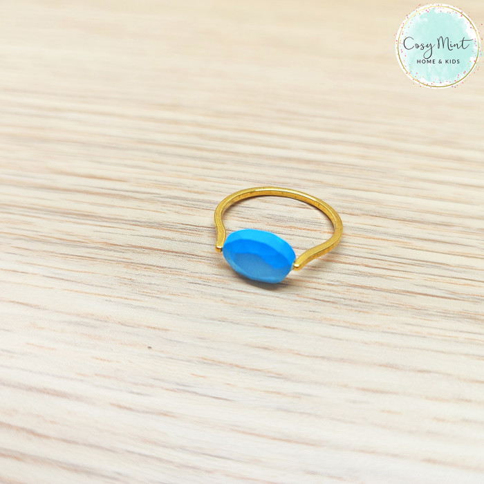 Bague acier motif et pierre turquoise