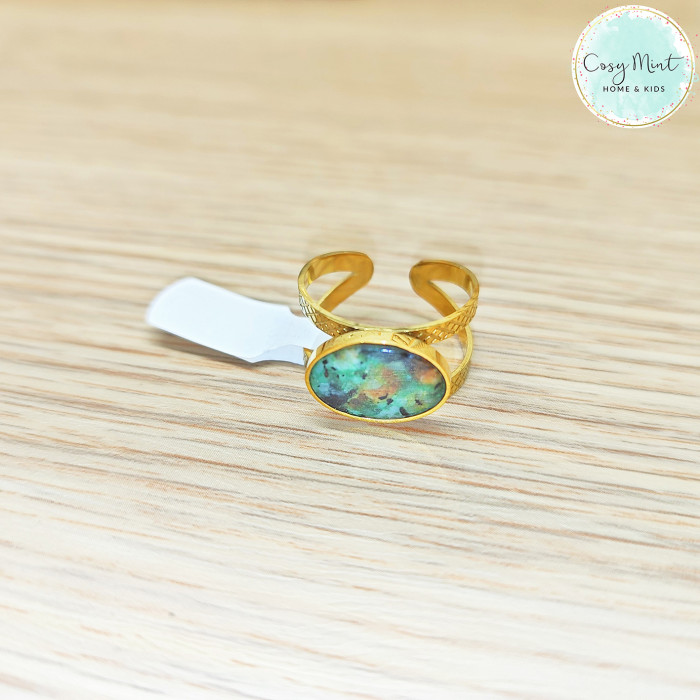 BAGUE SUZY ovale double vert marbré