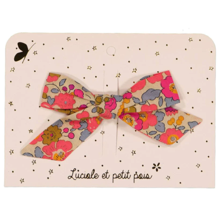 Barrette noeud princesse - Liberty Betsy Fluo Thé