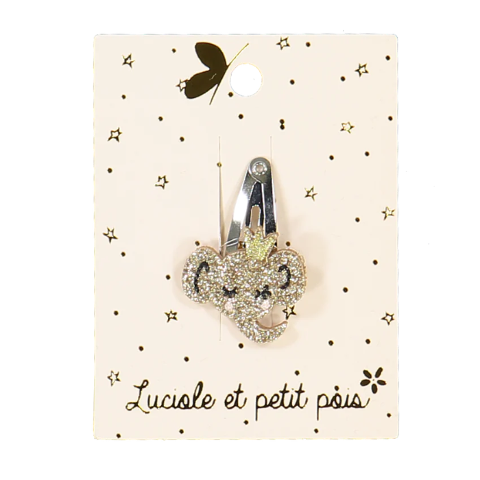 Barrette éléphanteau - Glitter or