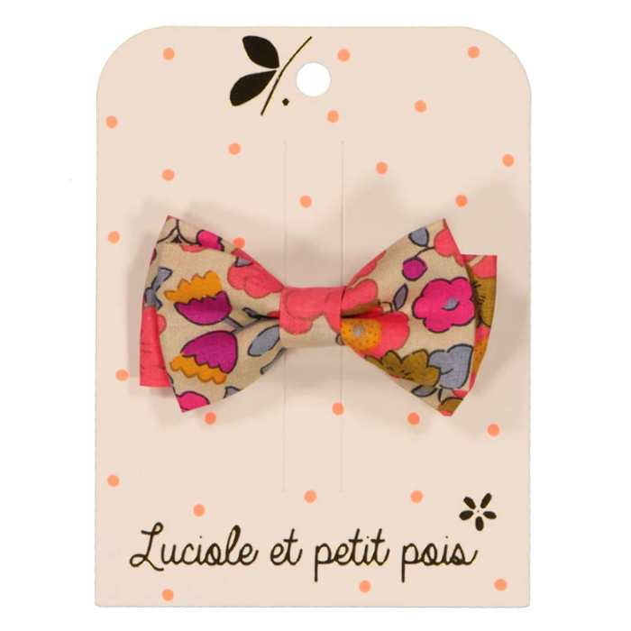 Barrette noeud double - Liberty Betsy Fluo Thé