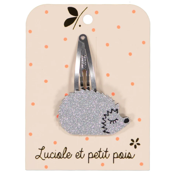 Barrette hérisson - Glitter argent