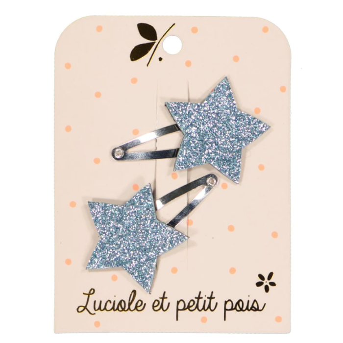 Barrettes étoiles - Glitter ciel (paire)