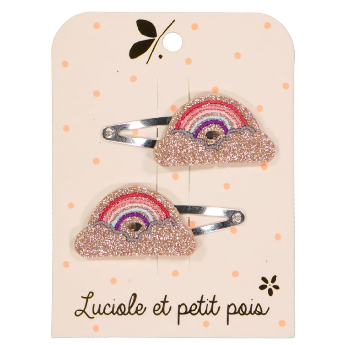 Barrettes arc-en-ciel multicolore (paire)