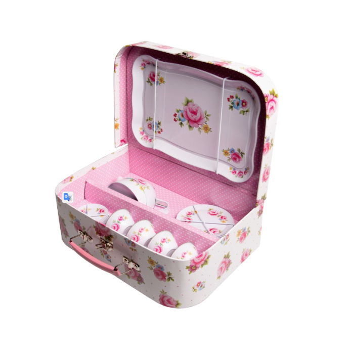 Valise dinette Service à thé pour enfants Vintage Rose