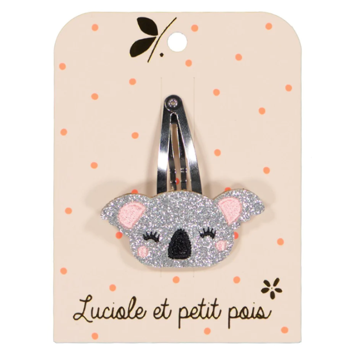 Barrette koala - Glitter argent