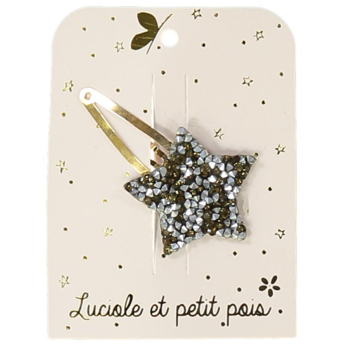 Barrette étoile Strass bronze pince dorée