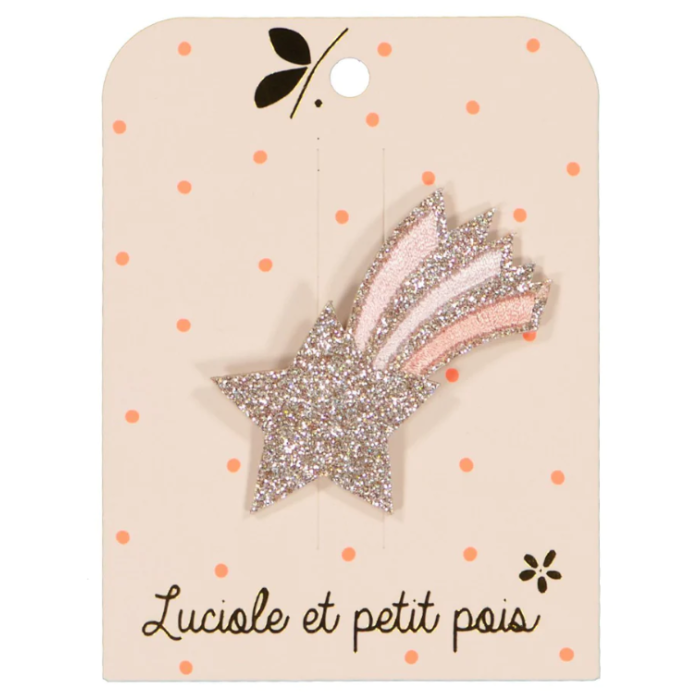 Barrette étoile filante brodée rose  BARRETTE ETOILE FILANTE - PASTEL ROSE